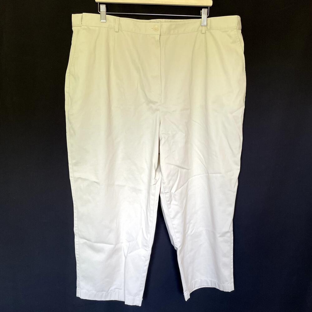 L.L.‎ Bean Original Fit Trousers 22W White Women Plus Cotton Casual Pants